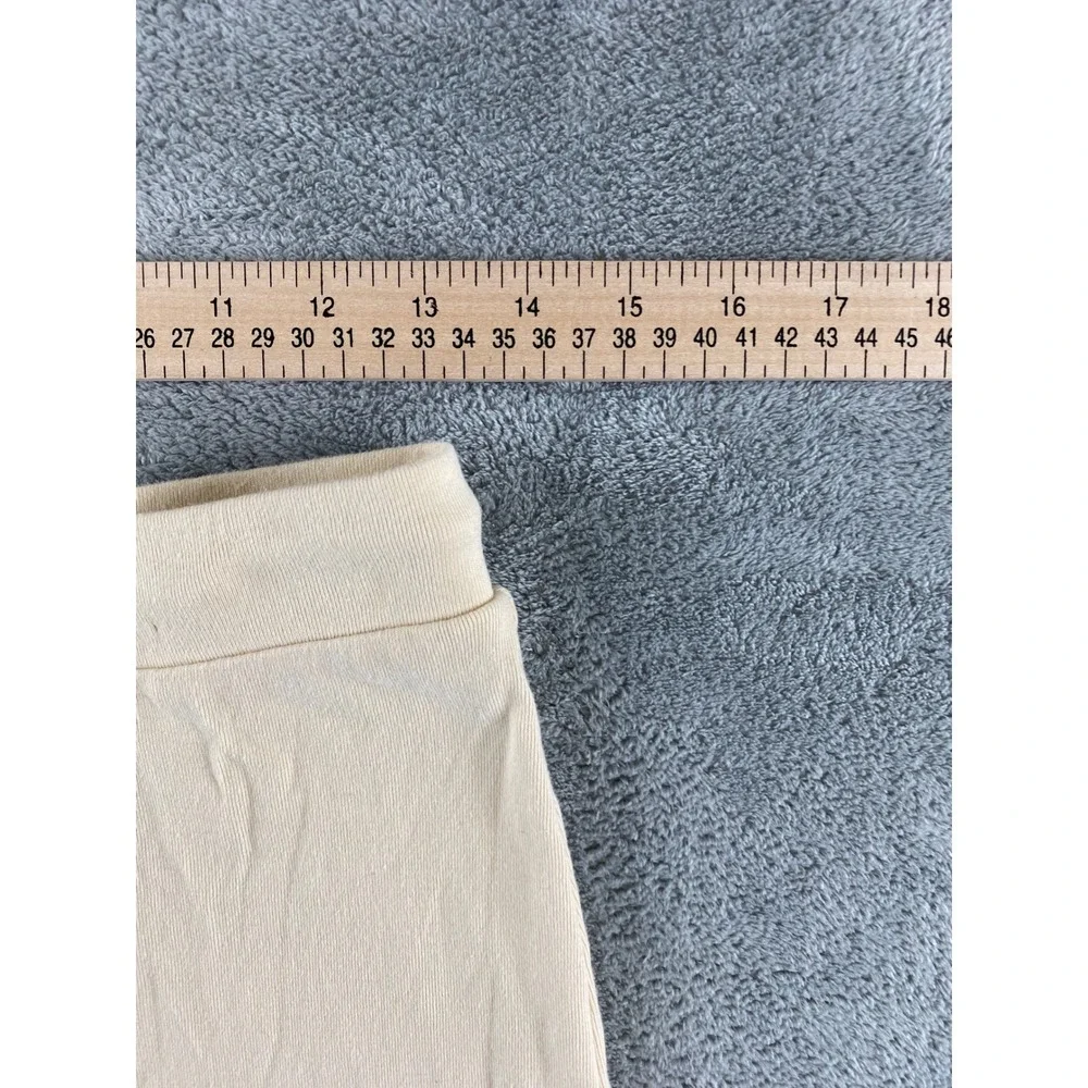 HM Divided Beige Cotton Jersey Midi Skirt Drawstring Lettuce Edge Hem Small